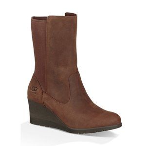 NWOB UGG Coraline Waterproof Wedge Bootie Brown